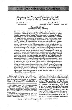 Changing the World and Changing the Self: A Two