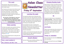 Aslan Class Newsletter
