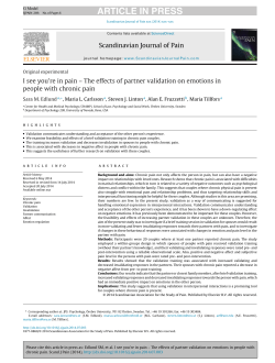 I see you`re in pain &ndash; The effects of partner validation on emotions in