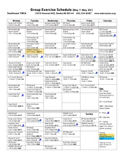 Group Exercise Schedule (May 7-May 30 )