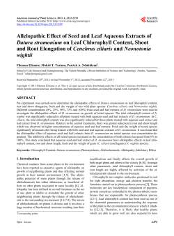 Allelopathic Effect of Seed and Leaf Aqueous Extracts of Datura