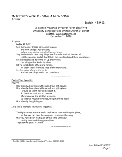 INTO THIS WORLD - University Congregational United Church of