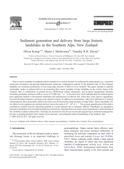 Sediment Generation and Landslides Korup, McSaveney Davies 2004
