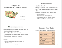 CompSci 101 Introduction to Computer Science Announcements