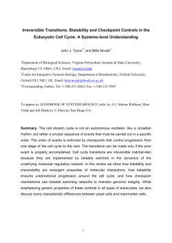 Irreversible Transitions, Bistability and Checkpoint Controls in the
