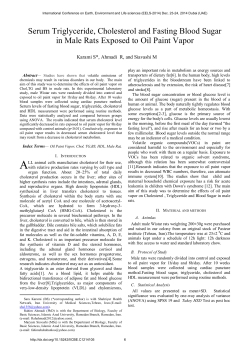 Serum Triglyceride, Cholesterol and Fasting Blood Sugar in Male