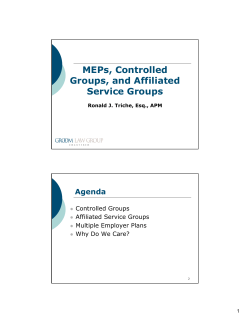 MEPs, Controlled Groups, and Affiliated Service Groups