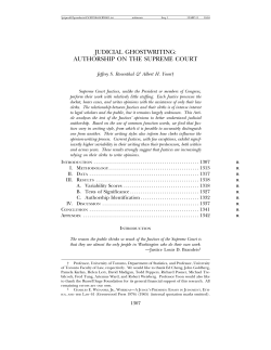 JUDICIAL GHOSTWRITING: AUTHORSHIP ON THE SUPREME