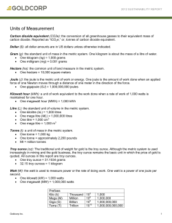 Units of Measurement - Goldcorp 2015 Sustainability Report
