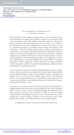 The Cambridge Companion to Elizabeth Bishop