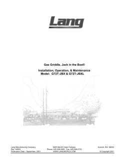 Gas Griddle, Jack in the Box&reg; Installation, Operation