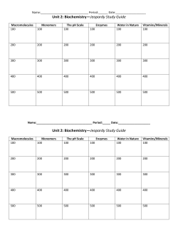 Unit 2: Biochemistry&mdash;Jeopardy Study Guide Unit 2