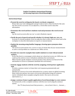 Procedure for Explicit Vocabulary Instruction