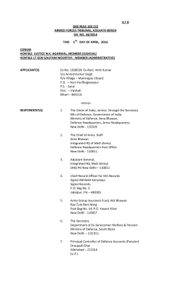 afr (see rule 102 (1)) armed forces tribunal, kolkata bench oa no. 36