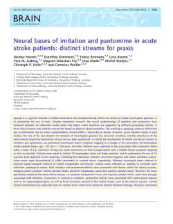 Neural bases of imitation and pantomime in acute stroke patients