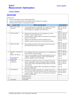 Unit 2 Measurement: Optimization