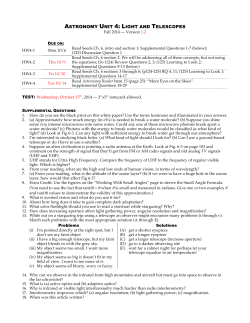 ASTRONOMY UNIT 4: LIGHT AND TELESCOPES