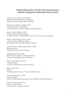 Public Health and the CAPE 2013 Educational Outcomes
