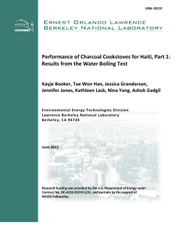 Comparison of Haitian Cookstoves, Part 1 &ndash; WBTs (2011)