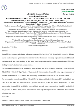 a review on difference concentration of radon 222 in the tap drinking