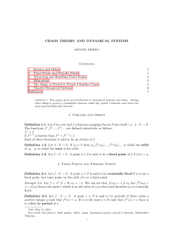 CHAOS THEORY AND DYNAMICAL SYSTEMS Contents 1. Iterates
