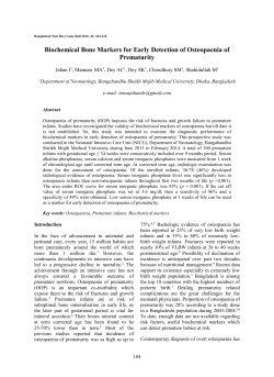 Biochemical Bone Markers for Early Detection of Osteopaenia of