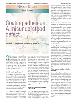 Coating adhesion: A misunderstood defect