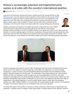 Greece`s increasingly polarised and fragmented party system is at