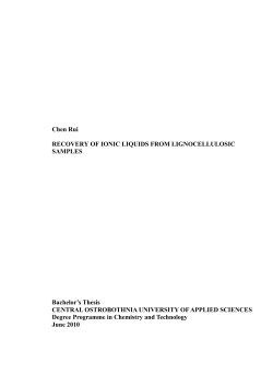 Chen Rui RECOVERY OF IONIC LIQUIDS