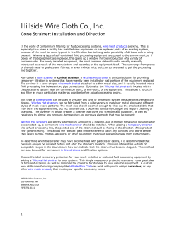 Cone Strainer Installation and Directions