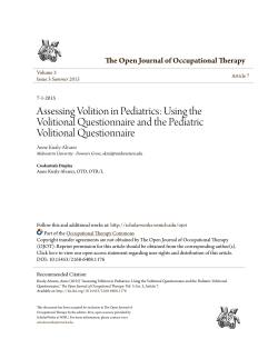 Assessing Volition in Pediatrics: Using the Volitional Questionnaire