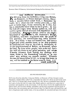 Runaway Advertisement During the Revolutionary War