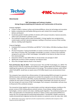 FMC Technologies and Technip to Combine