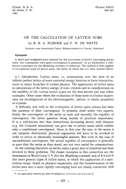 ON THE CALCULATION OF LATTICE SUMS
