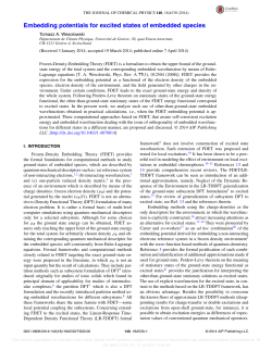 Embedding potentials for excited states of embedded species