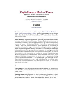 Capitalism as a Mode of Power. Shimshon Bichler and Jonathan