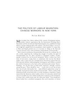 the politics of labour migration: chinese workers