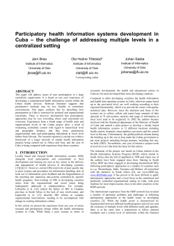 Participatory health information systems development in Cuba &ndash; the