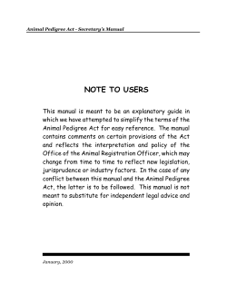 Animal Pedigree Act - Agriculture et Agroalimentaire Canada
