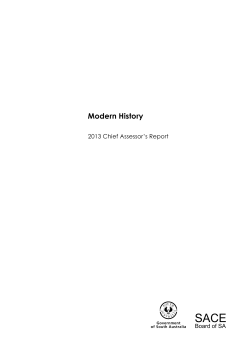 2013 Modern History Chief Assessor`s Report
