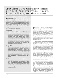 (PSYCHOLOGY ) UNDERSTANDING THE 9/11 PERPETRATORS
