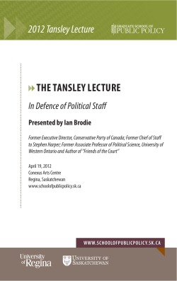 In defence of political staff - Johnson Shoyama Graduate School of