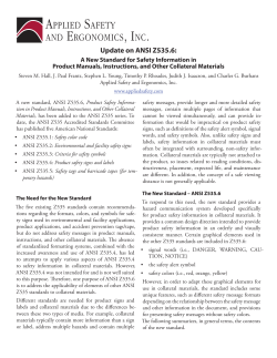 Update on ANSI Z535.6 - Applied Safety + Ergonomics, Inc.