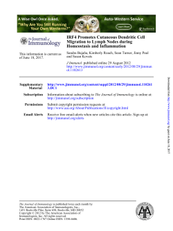Homeostasis and Inflammation Migration to Lymph Nodes during