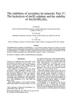The stabilities of secondary tin minerals. The hydrolysis of tin(II