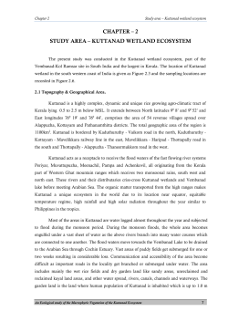 chapter &ndash; 2 study area &ndash; kuttanad wetland ecosystem