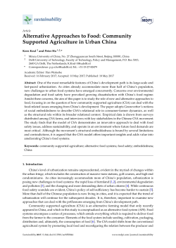 Alternative Approaches to Food: Community Supported Agriculture