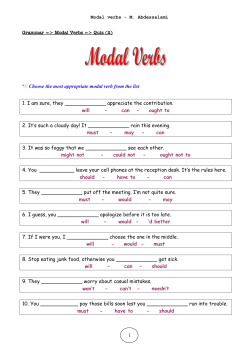 1 *// Choose the most appropriate modal verb from the list 1. I am