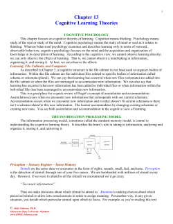 Chapter 13 Cognitive Learning Theories
