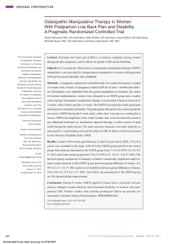 Osteopathic Manipulative Therapy in Women With Postpartum Low